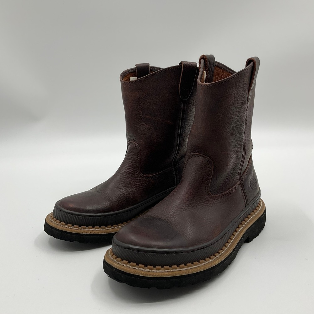 Georgia Boot Wellington Leather Boots Boys 4M Western Gorpcore Americana Farm